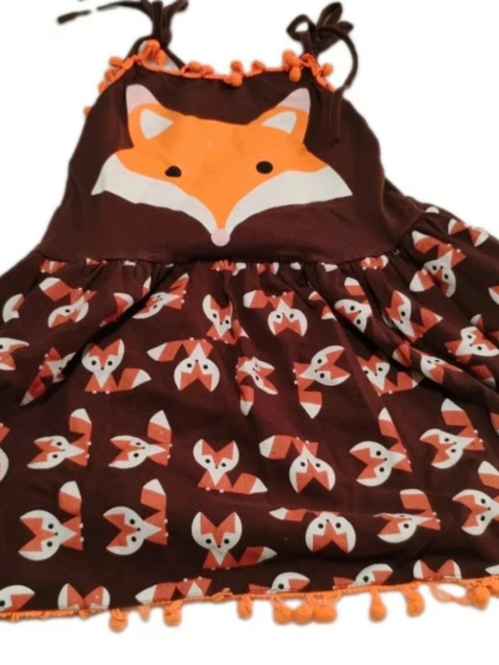 Toddler Girls Fox Themed Spaghetti Strap Multicolor Sundress Large (3/4T)